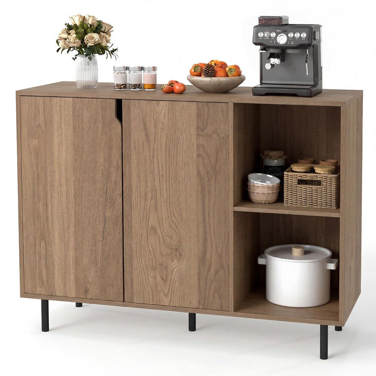Wood Sideboard with Adjustable Shelves and 2 Doors