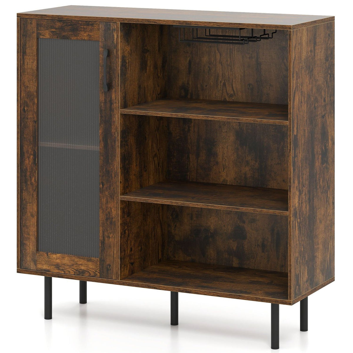 Wood Sideboard with Glass Door & Adjustable Wine Rack