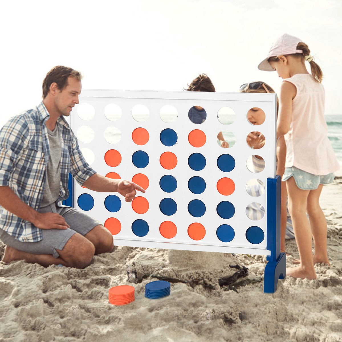 Wooden 4-in-a-Row Game Set with Carry Bag, Large