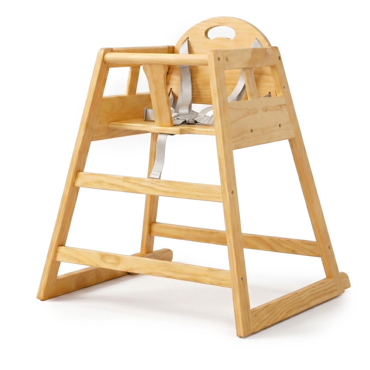 Wooden Baby High Chair with Harness, Natural Pine
