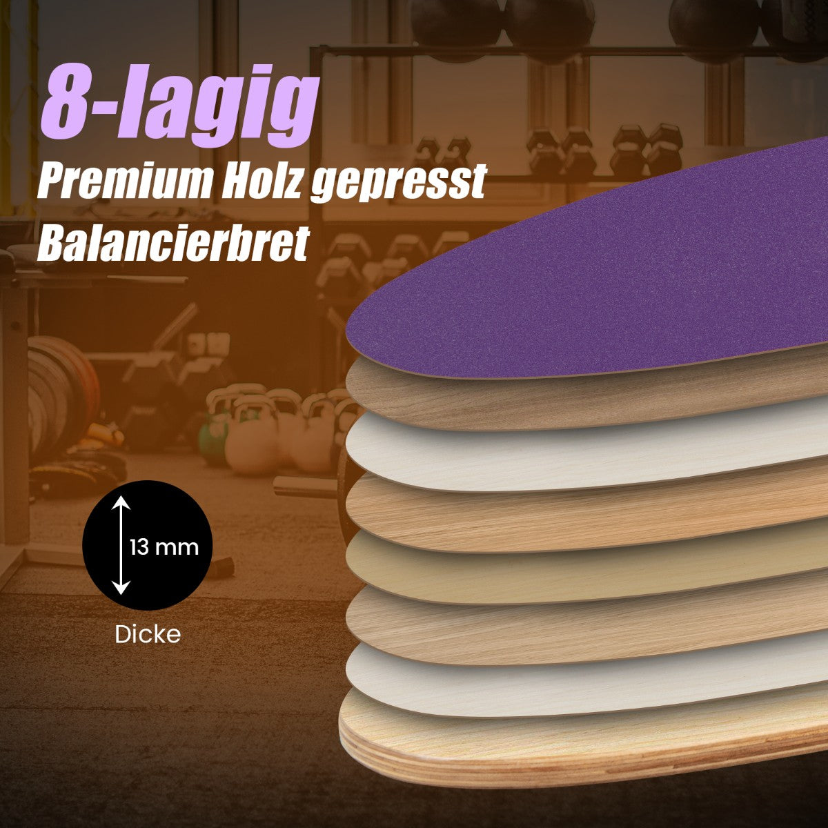Wooden Balance Board Set with Cork Roller and Felt Mat