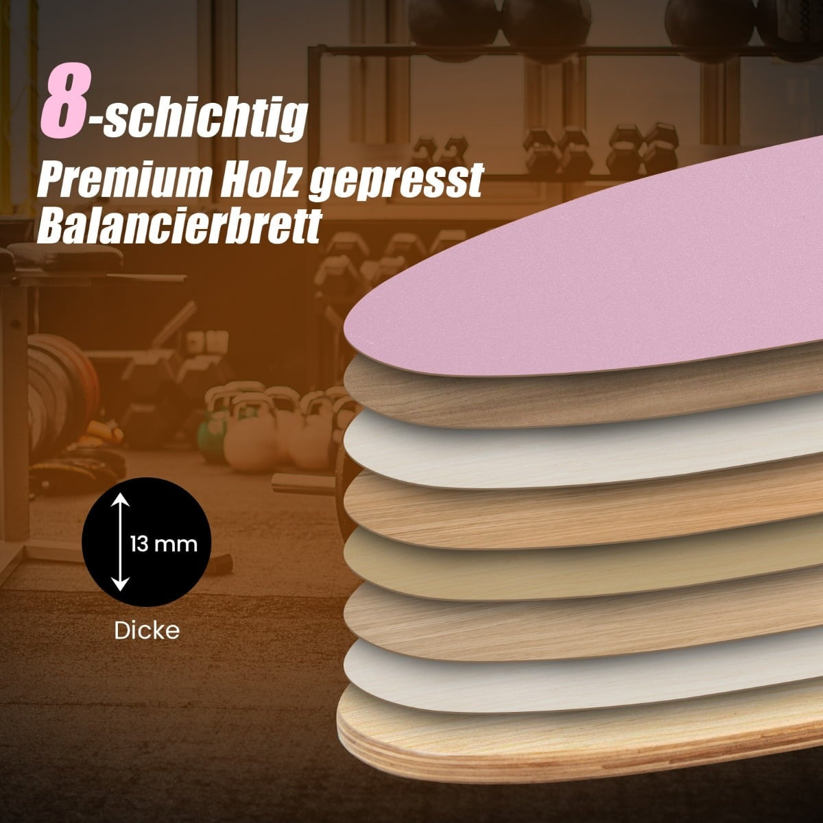 Wooden Balance Board Set with Cork Roller and Mat