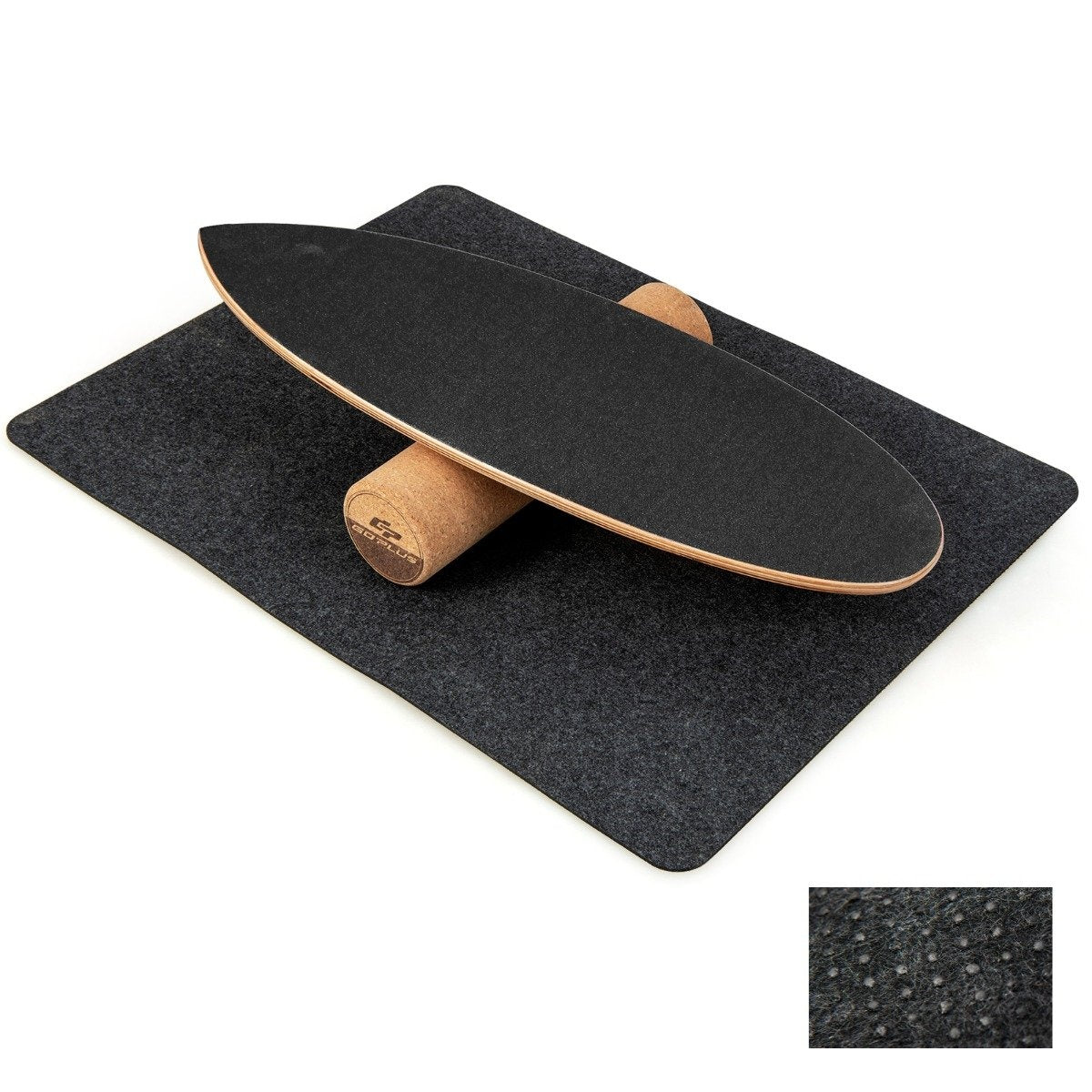Wooden Balance Board Wobble Board with Wheel & Blanket 3-in-1 Balance Board Kit Black