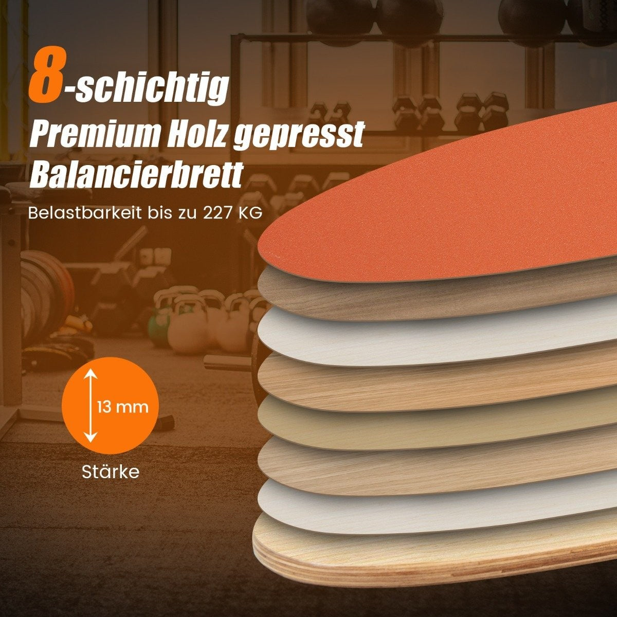 Wooden Balance Board Wobble Board with Wheel & Blanket 3-in-1 Balance Board Kit Orange