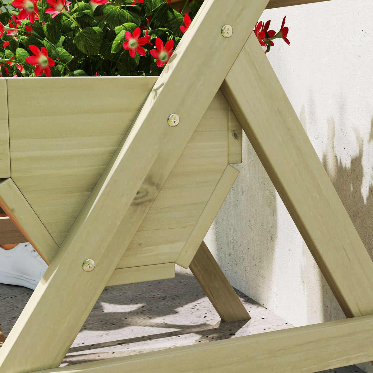 Wooden Balcony Herb Planter, 3-Tier, Drainage Holes