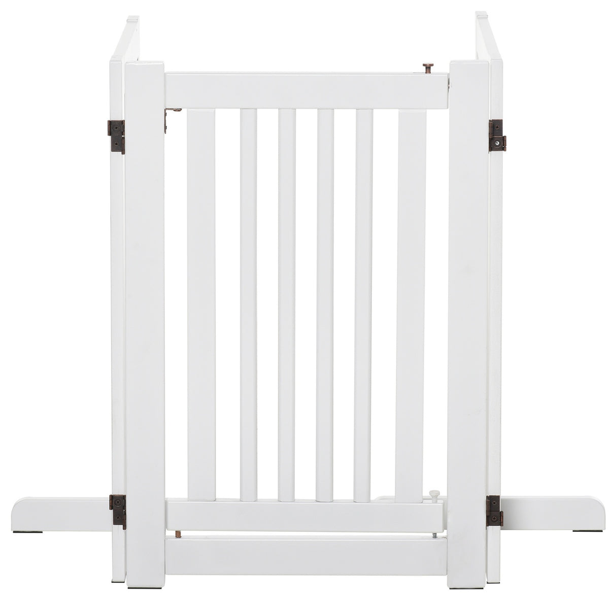 Wooden Barrier Gate Freestanding Protective Gate For Dogs, Adjustable, Foldable, White, 155X1.5X76 Cm