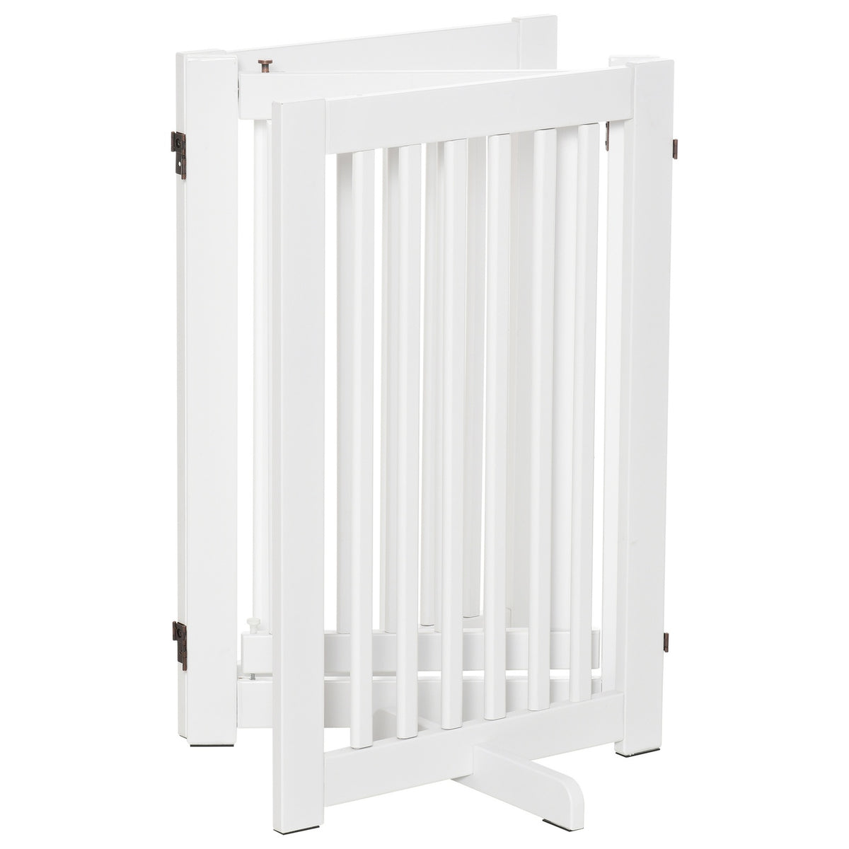 Wooden Barrier Gate Freestanding Protective Gate For Dogs, Adjustable, Foldable, White, 155X1.5X76 Cm