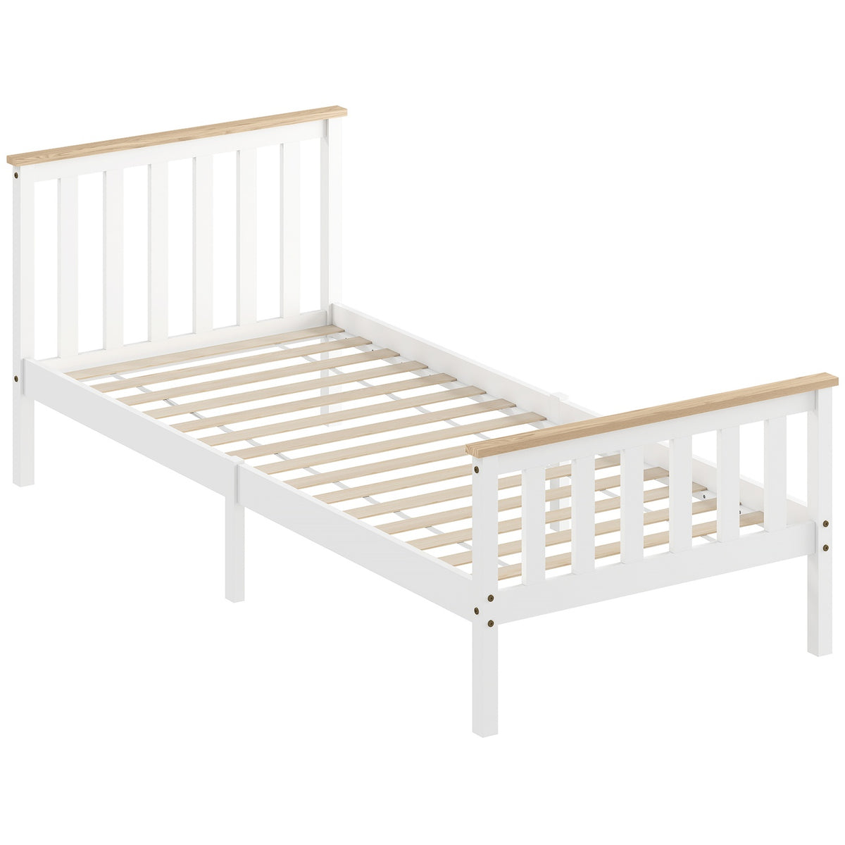 Wooden Bed Frame, Single, Natural Finish, Storage