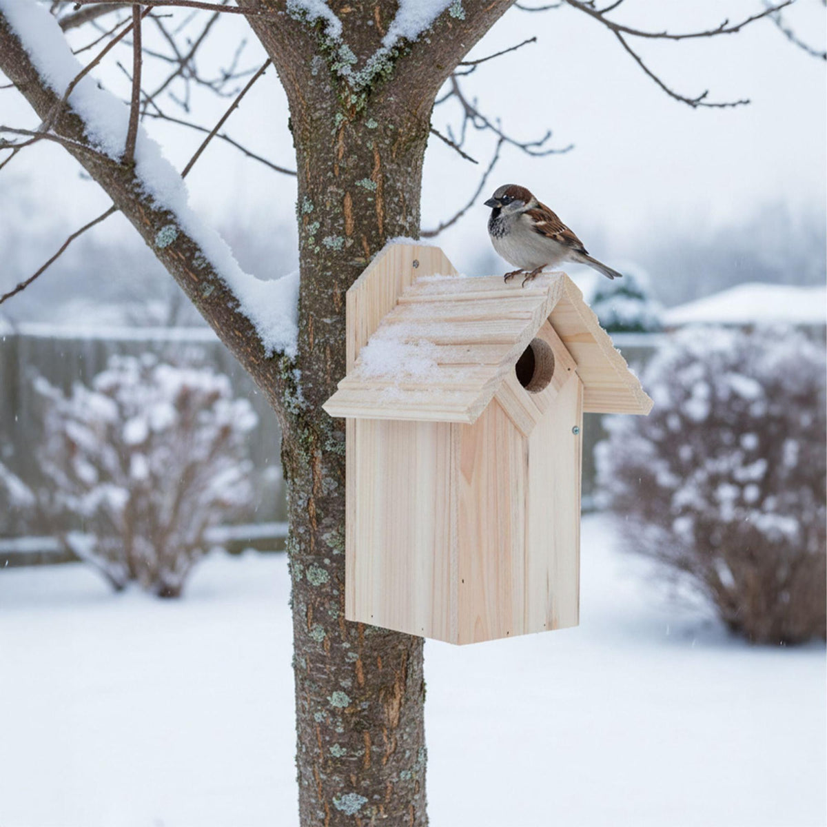 Wooden Bird Nesting Box with Cleaning Flap