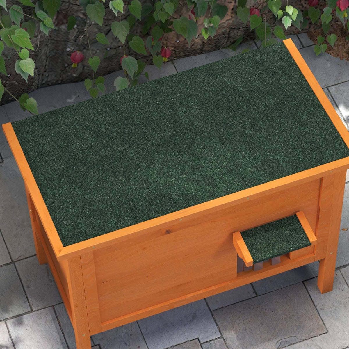 Wooden Cat House with Door Curtain Outdoor, Insulated, Elevated Design, for Small Animals, Orange, 60x60x81.5cm