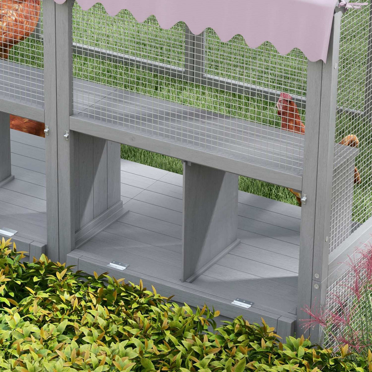 Wooden Chicken Coop Outdoor Run, 280 X 185.5 X 188 Cm Chicken Cage With Door, Nesting Box, Roof, Ramp, Outdoor Enclosure For 8-12 Chickens, Grey