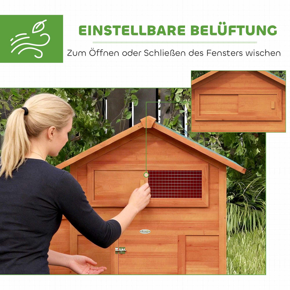 Wooden Chicken Coop with Nesting Box, Perches, Waterproof Roof