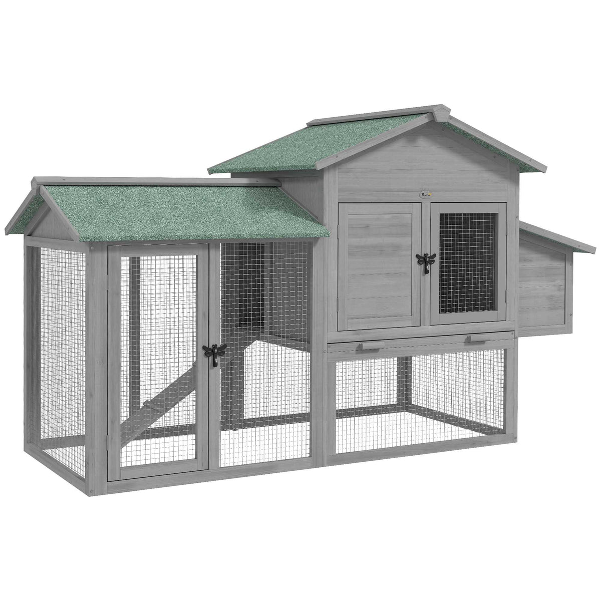 Wooden Chicken Coop with Run and Nesting Box, 168x75x103 cm