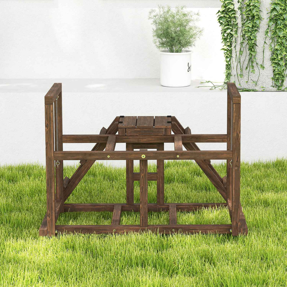Wooden Chicken Play Frame, Playground for Chickens with Chicken Perches, Swing, Ladder, Platforms Chicken Climbing Frame for 3 Chickens Brown |