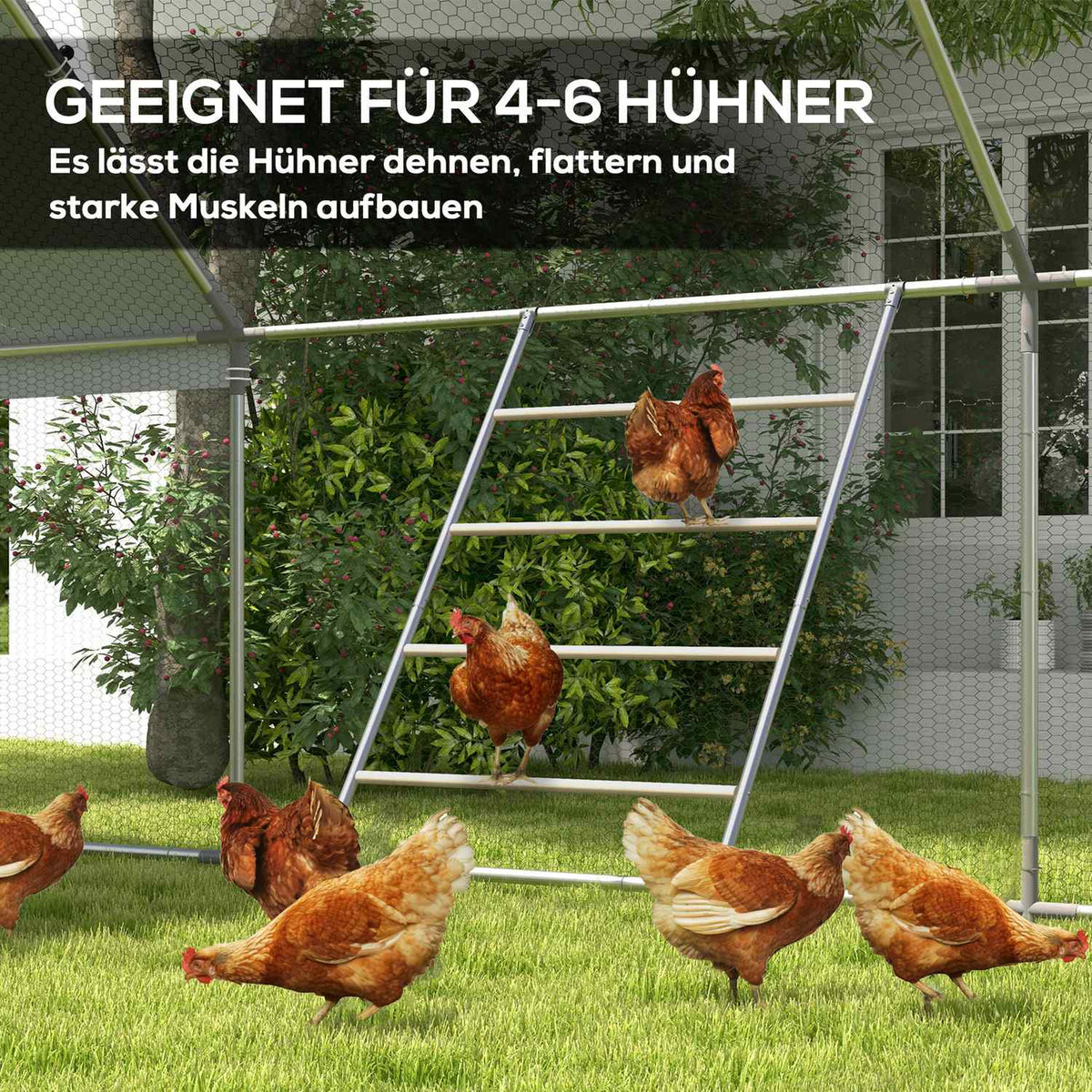 Wooden Chicken Sitting Ladder Playground for Chickens Chicken Climbing Frame for 4-6 Chickens 140 x 86 x 2.5 cm Natural Wood