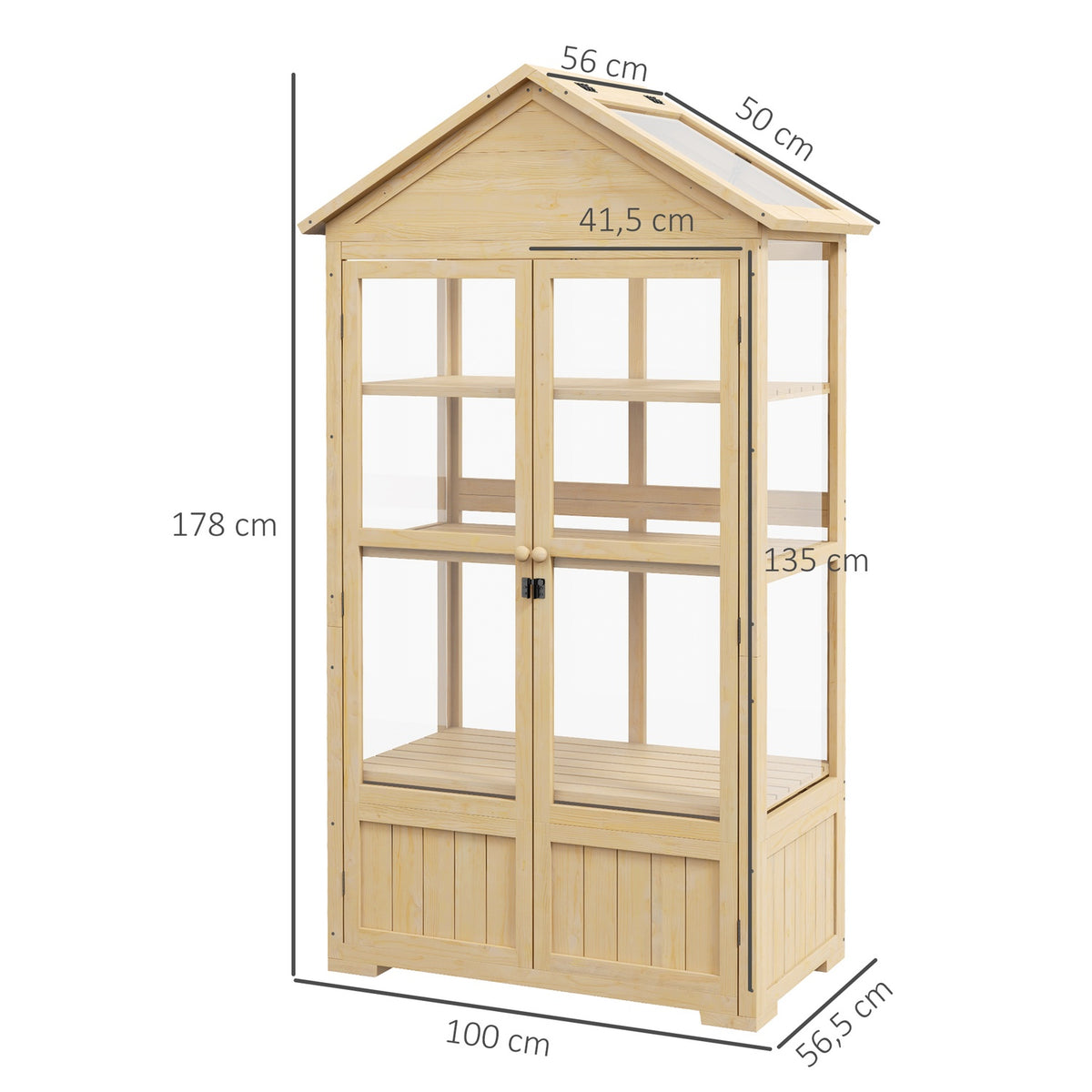 Wooden Cold Frame Lockable Greenhouse Greenhouse With 4 Levels, Skylight, Cold Frame Box With Double Door, For Garden, Balcony, Nature