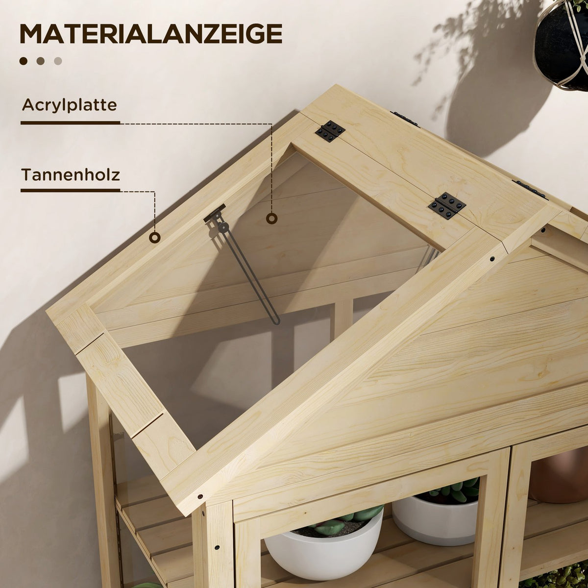 Wooden Cold Frame Lockable Greenhouse Greenhouse With 4 Levels, Skylight, Cold Frame Box With Double Door, For Garden, Balcony, Nature