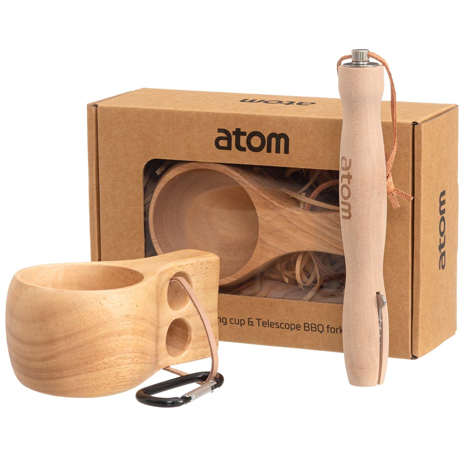 Wooden Cup & Folding Grill Stick Gift Set for Outdoors