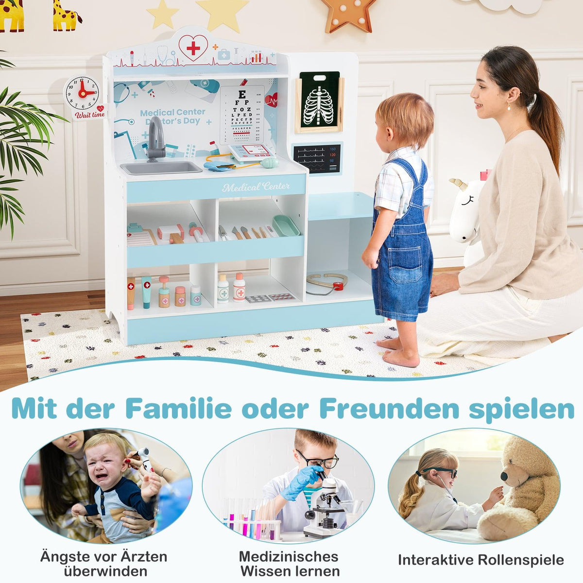 Wooden Doctor Playset for Kids with 24 Accessories