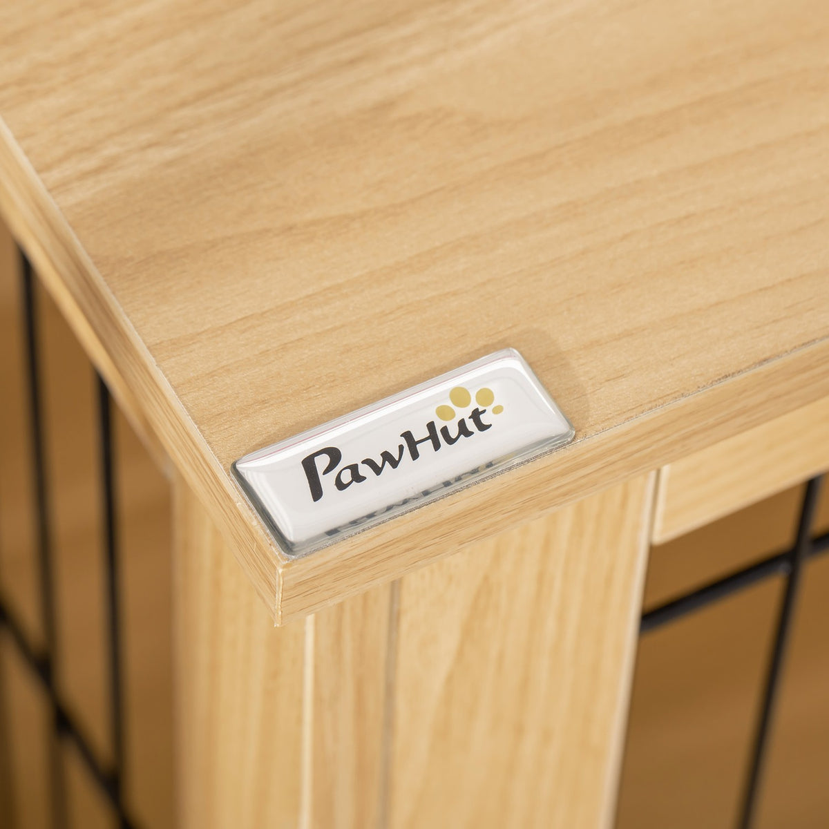 Wooden Dog Cage Transport Box With Table Top, Raised Design, Natural, 81X58.5X76 Cm