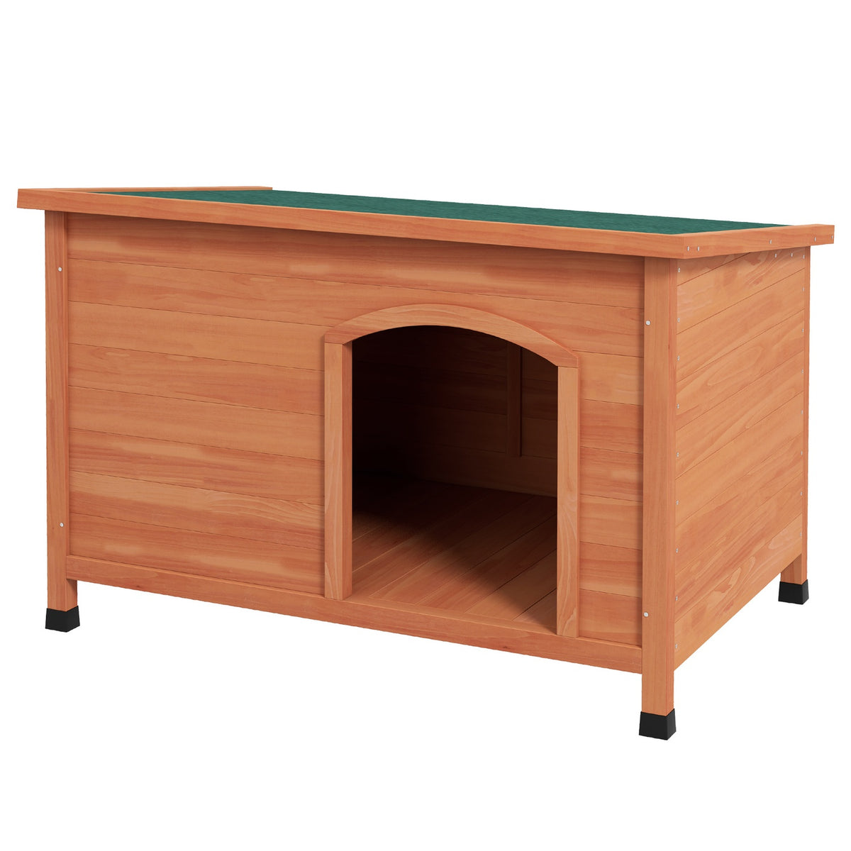 Wooden Dog Kennel Small Animal House With Asphalt Roof & Removable Floor, Elevated, Outdoor, Gray, 100X65.5X68Cm