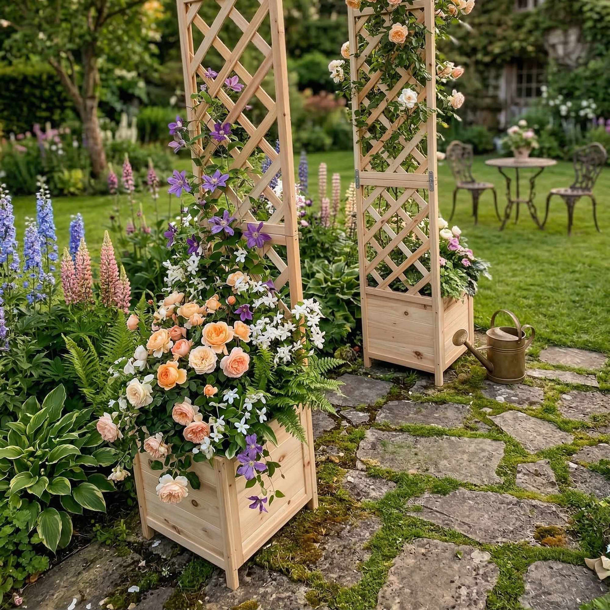 Wooden Garden Arch with Planters, Fir, 206x180x40 cm