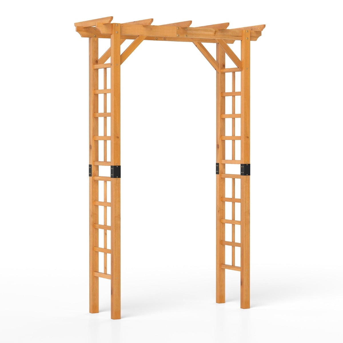 Wooden Garden Arch with Roof and Trellis, Orange, 140x60x215 cm