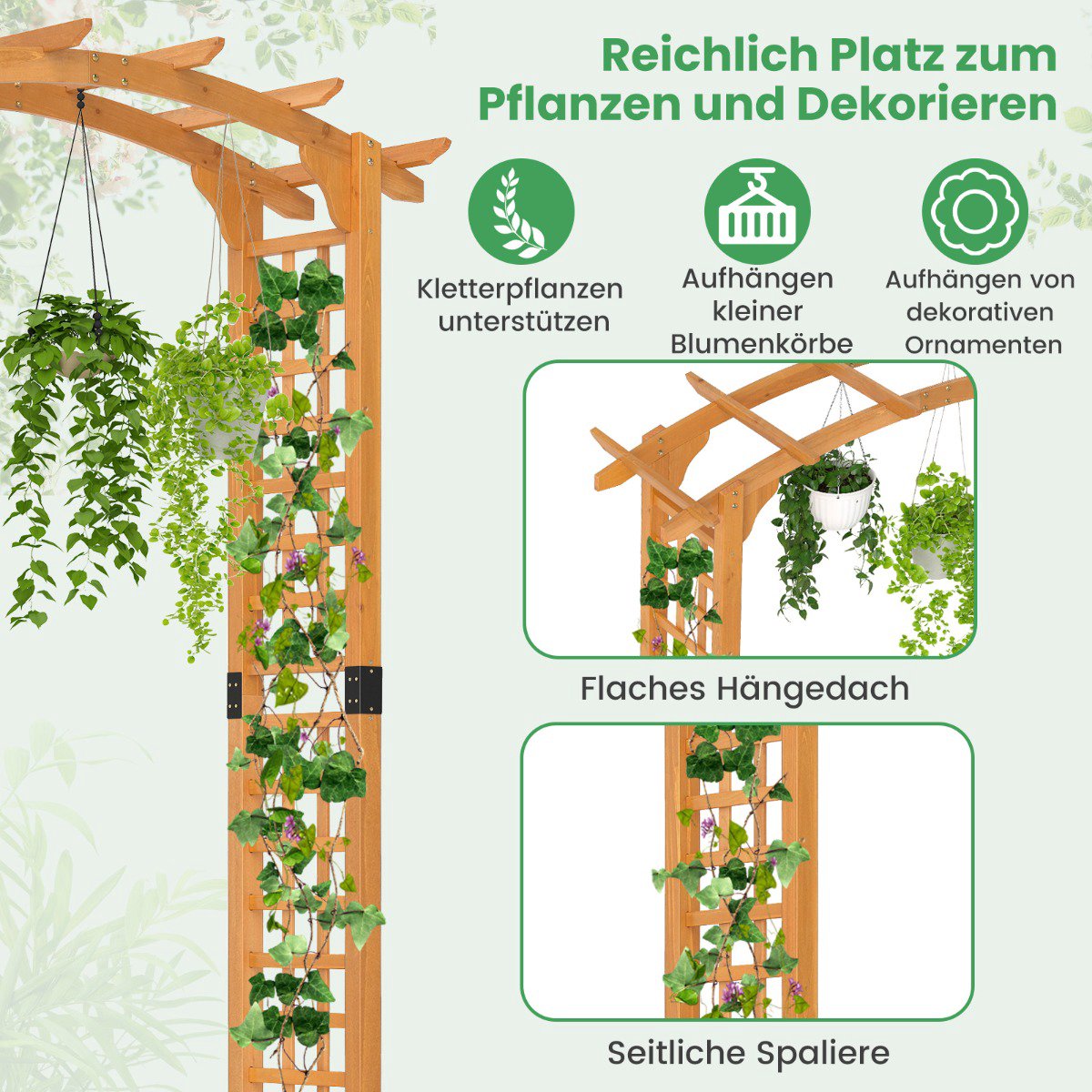 Wooden Garden Arch with Trellis, 160x60x229 cm, Orange