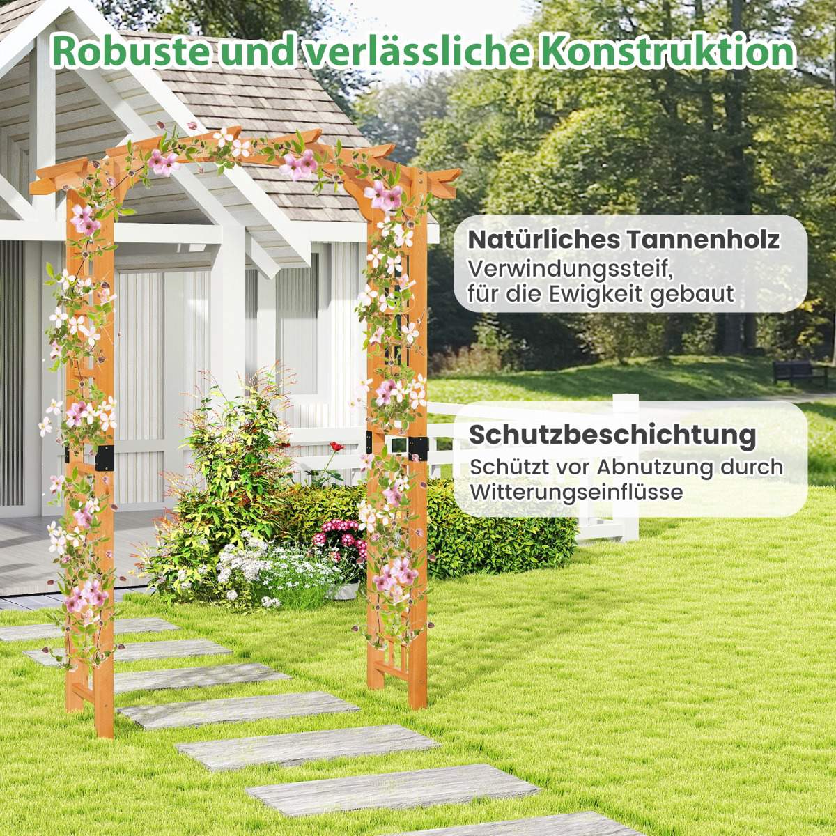 Wooden Garden Arch with Trellis, 160x60x229 cm, Orange