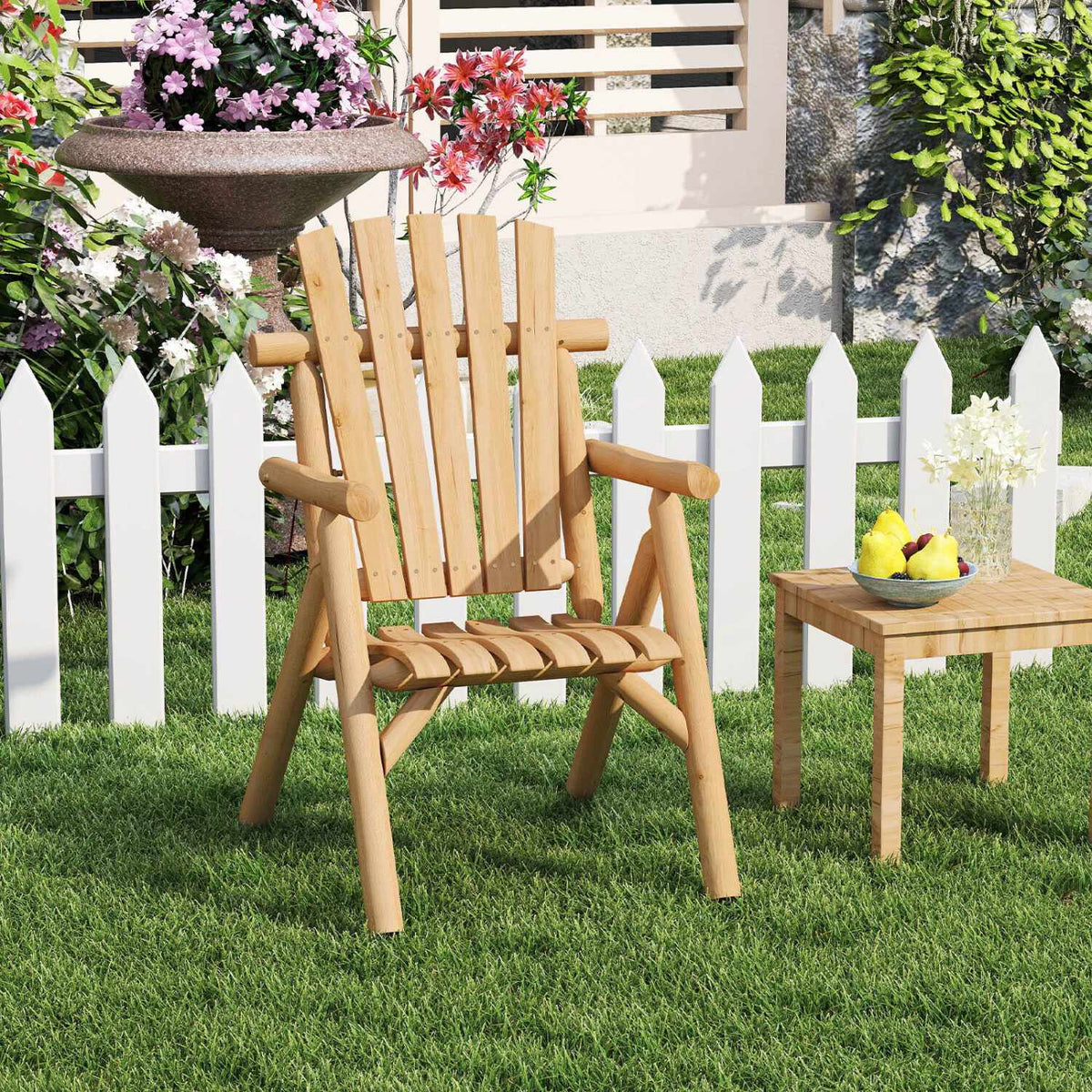Wooden Garden Bench, Natural Finish, 2-Person, 300kg Capacity