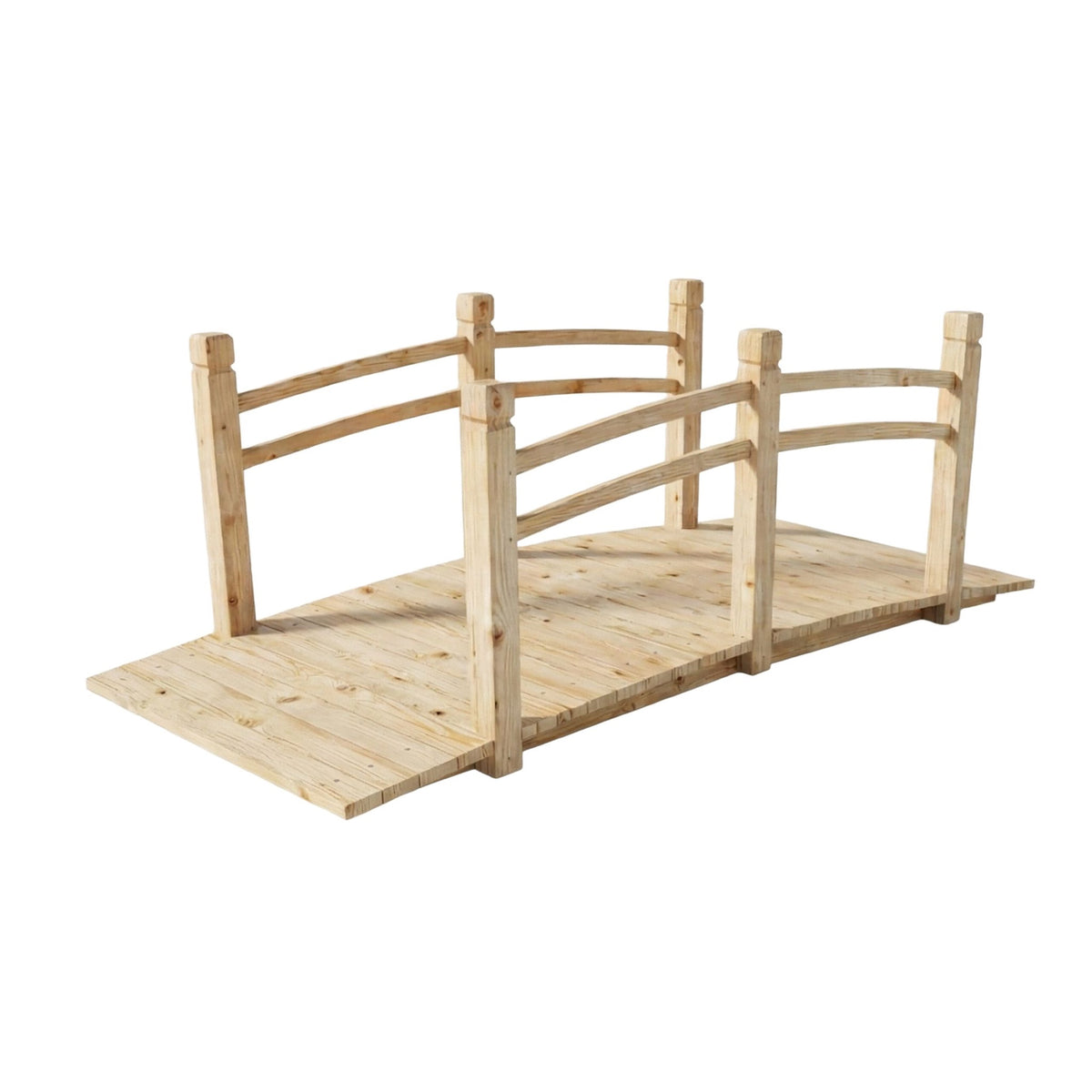 Wooden Garden Bridge – Arched Design, Weatherproof Fir