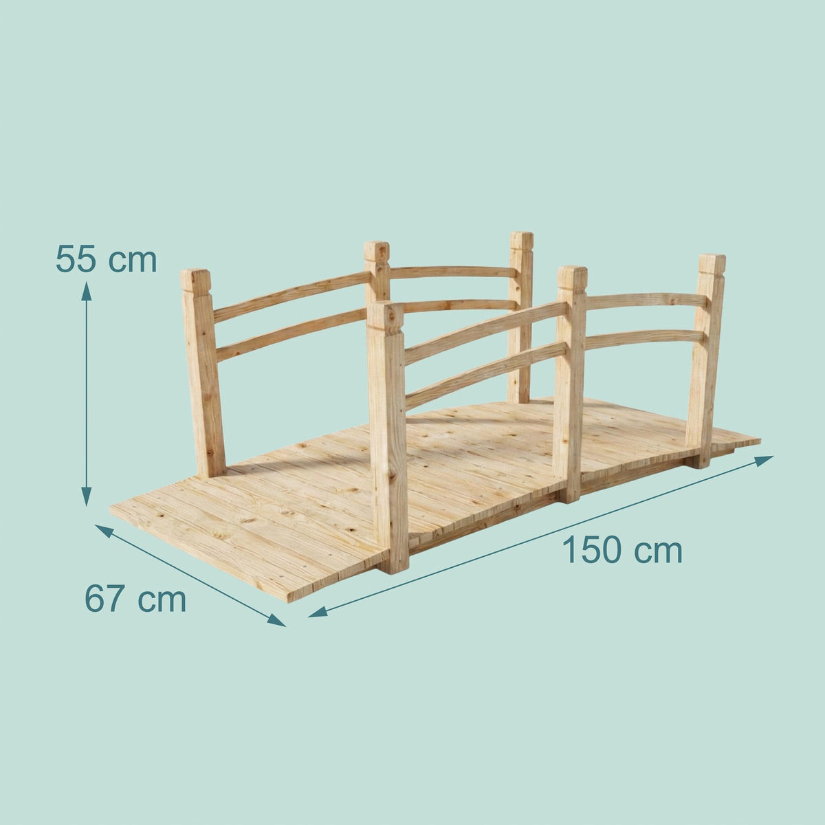 Wooden Garden Bridge – Arched Design, Weatherproof Fir