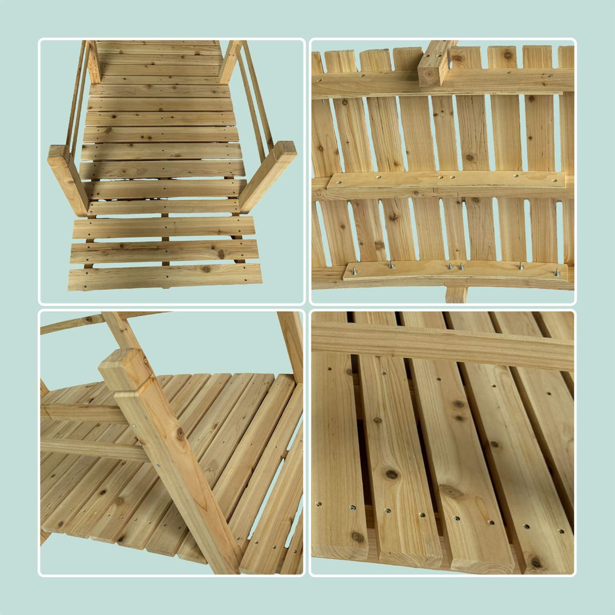 Wooden Garden Bridge with Arch and Railing