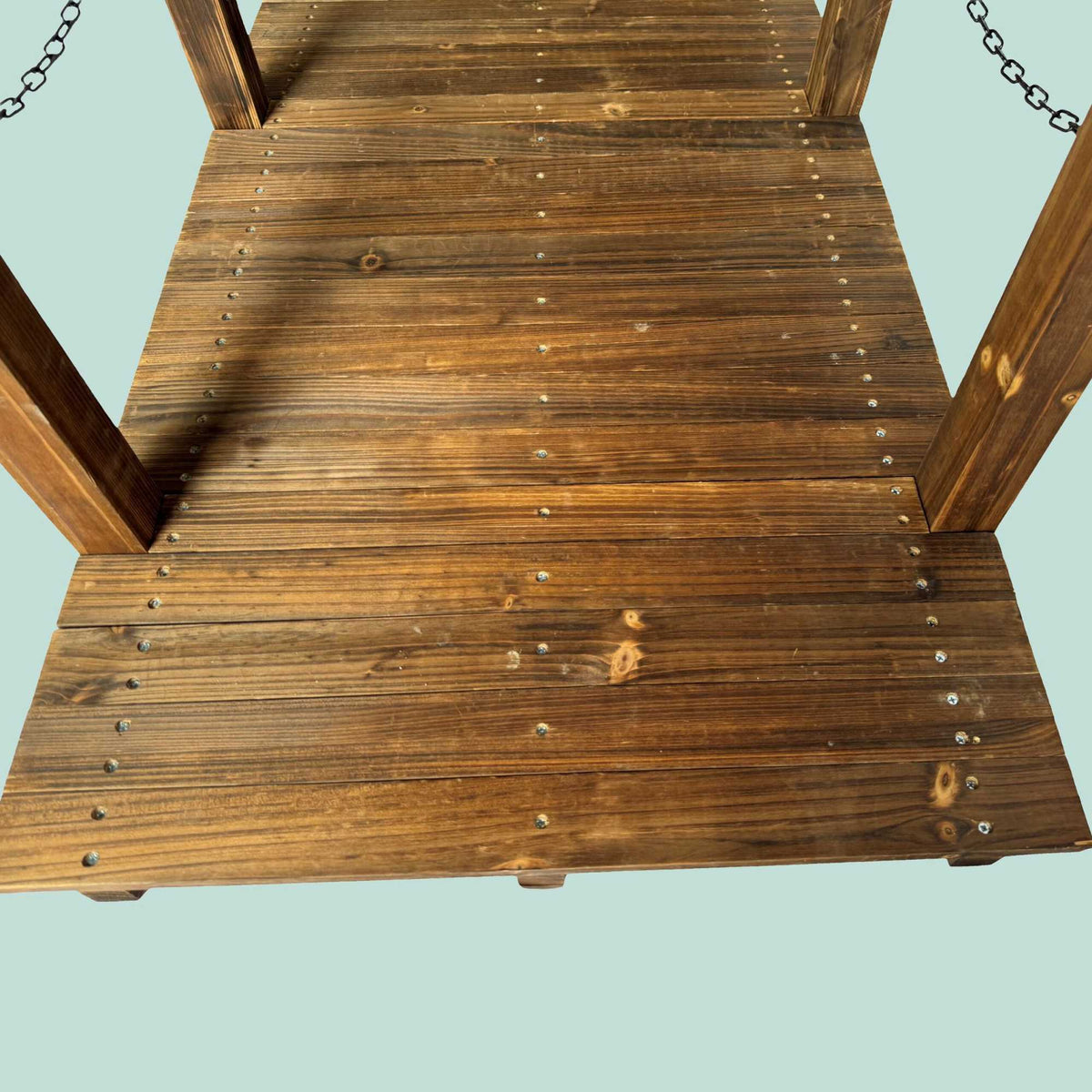 Wooden Garden Bridge with Chains – Weatherproof Spruce