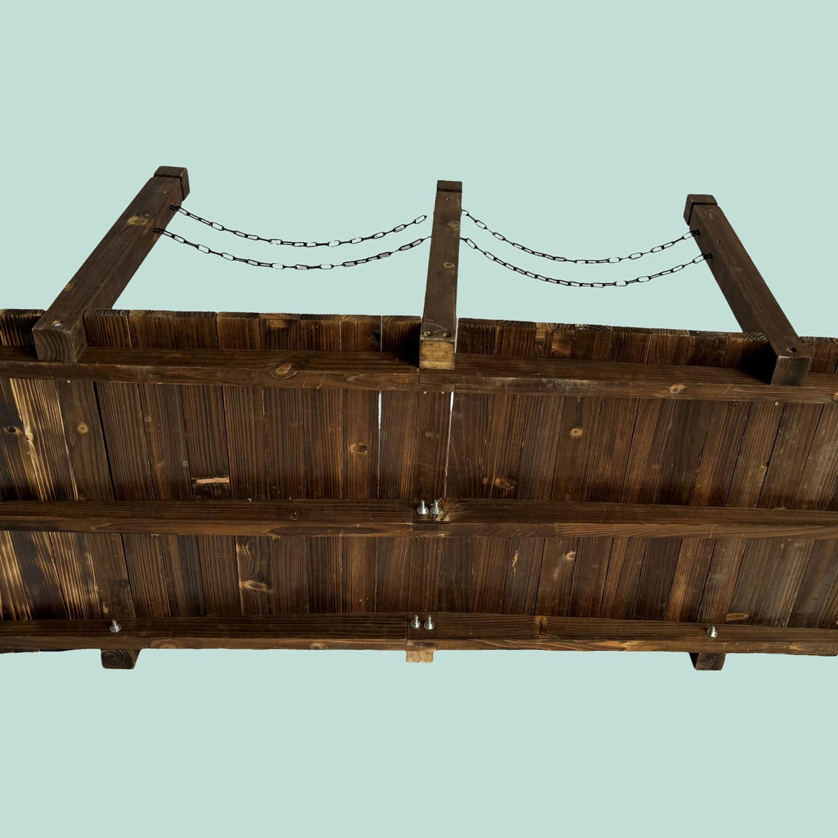Wooden Garden Bridge with Chains – Weatherproof Spruce