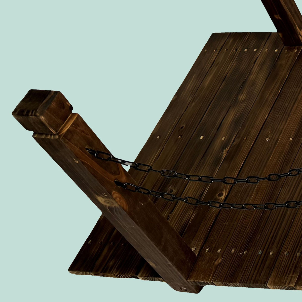 Wooden Garden Bridge with Chains – Weatherproof Spruce