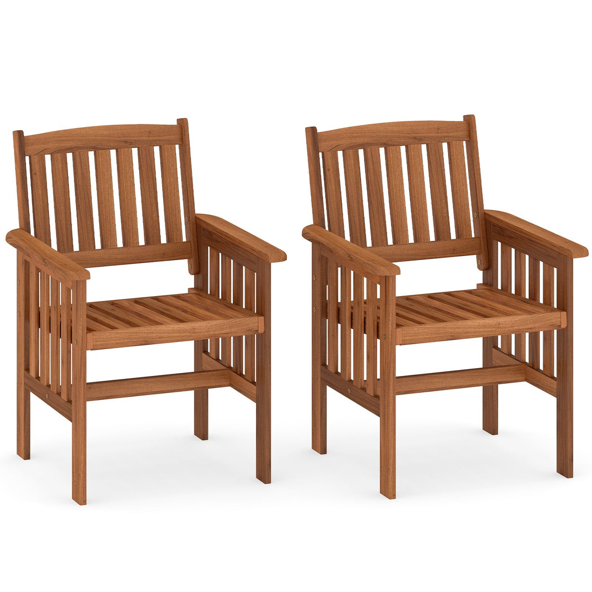 Wooden Garden Chairs Set of 2 with Armrests, 59x63x89 cm