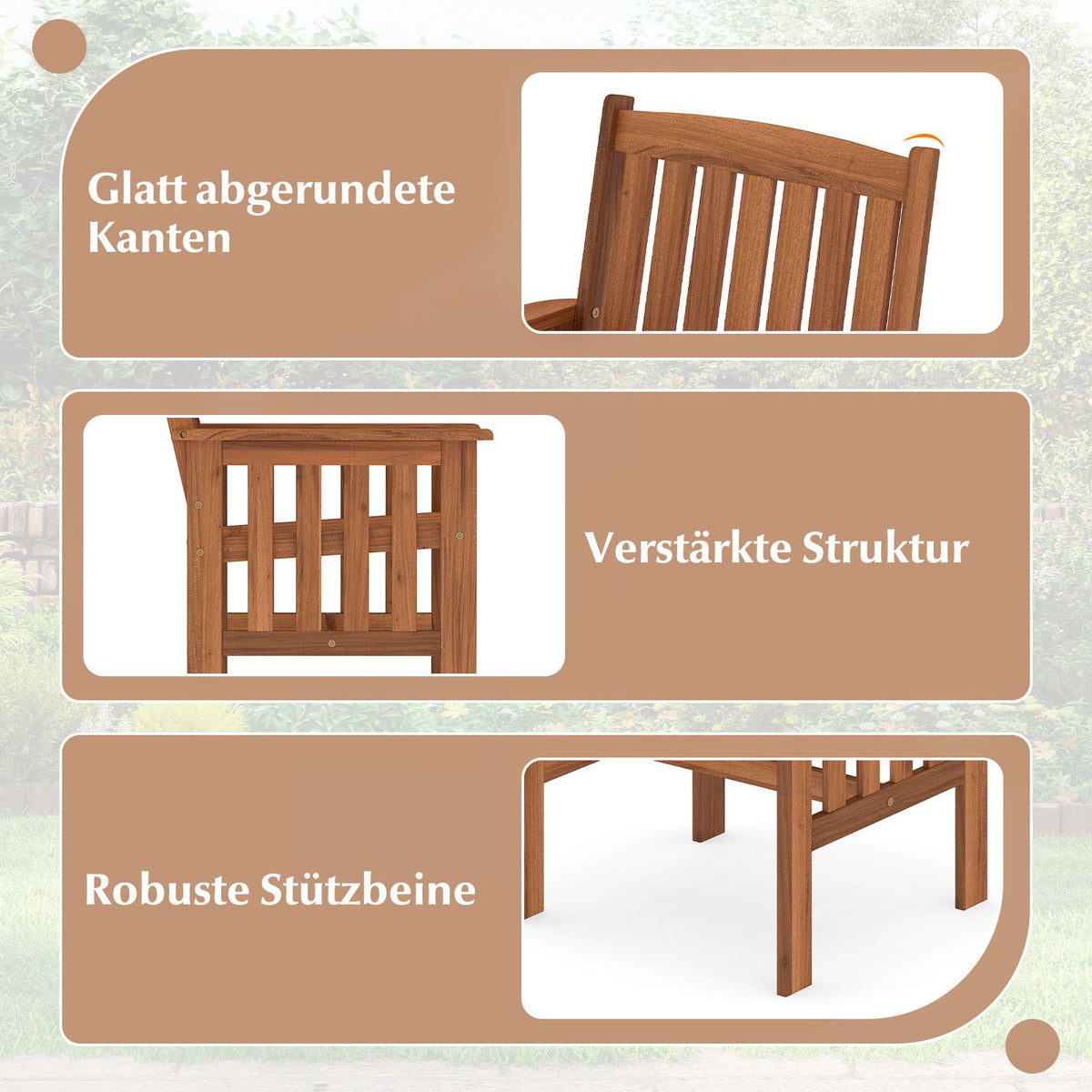 Wooden Garden Chairs Set of 2 with Armrests, 59x63x89 cm