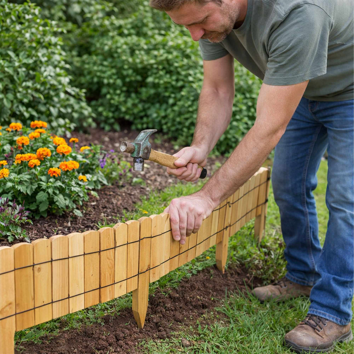 Wooden Garden Edging, Flexible and Weather-Resistant
