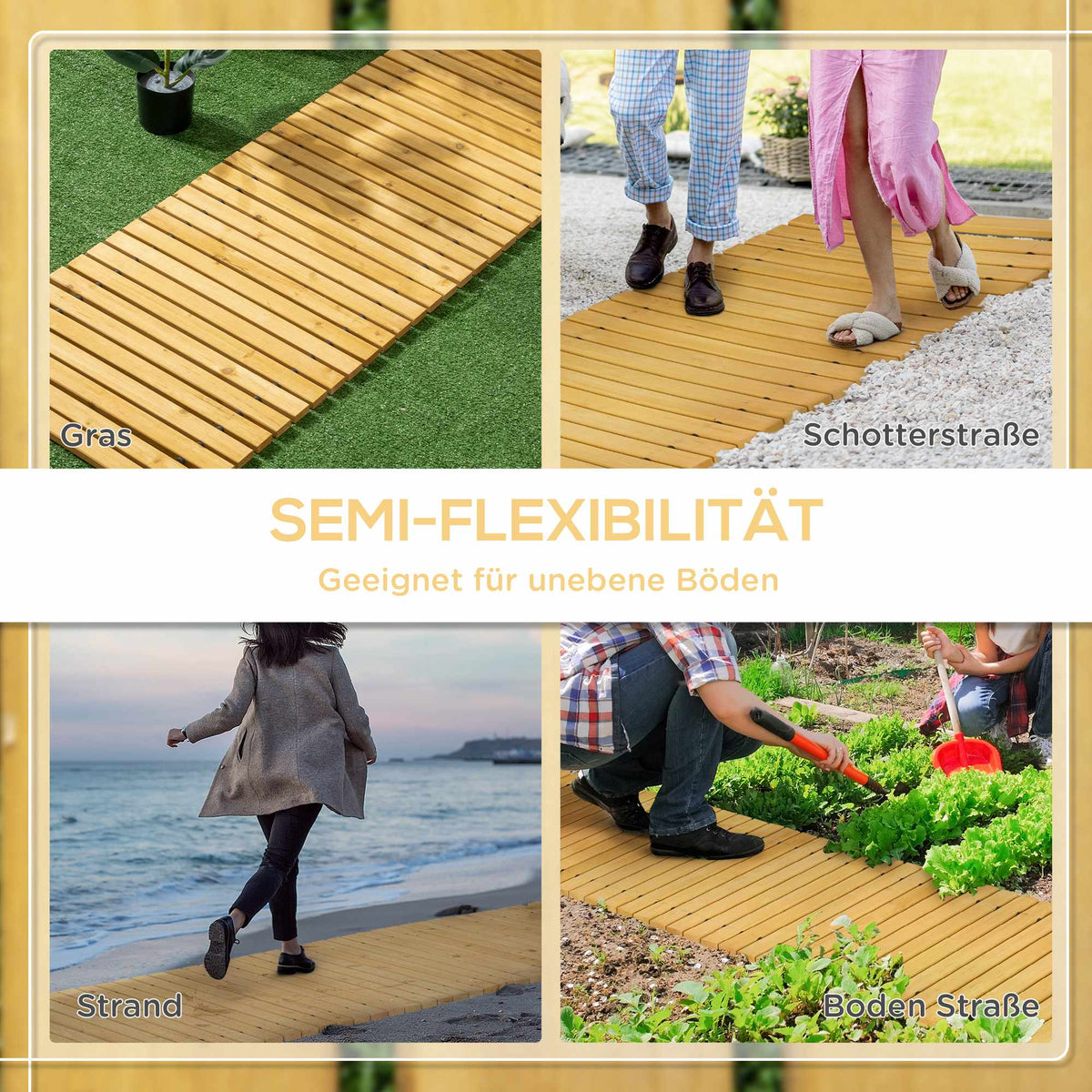 Wooden Garden Pathway, Rollable, 185x60 cm, Fir Wood