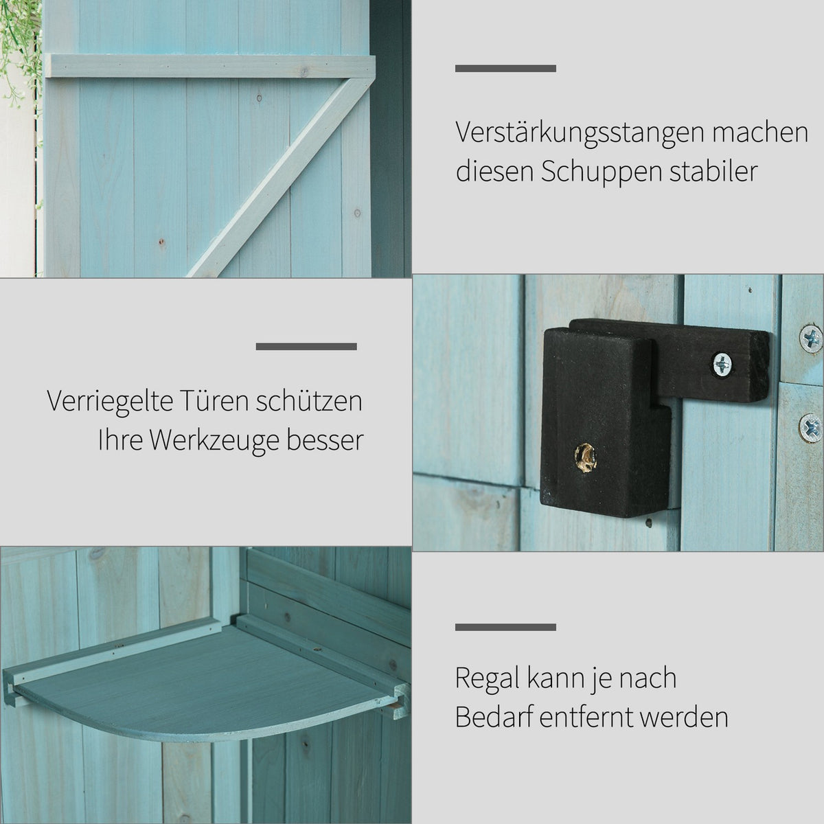 Wooden Garden Shed, Weatherproof, 77x54x179 cm, Blue/Green