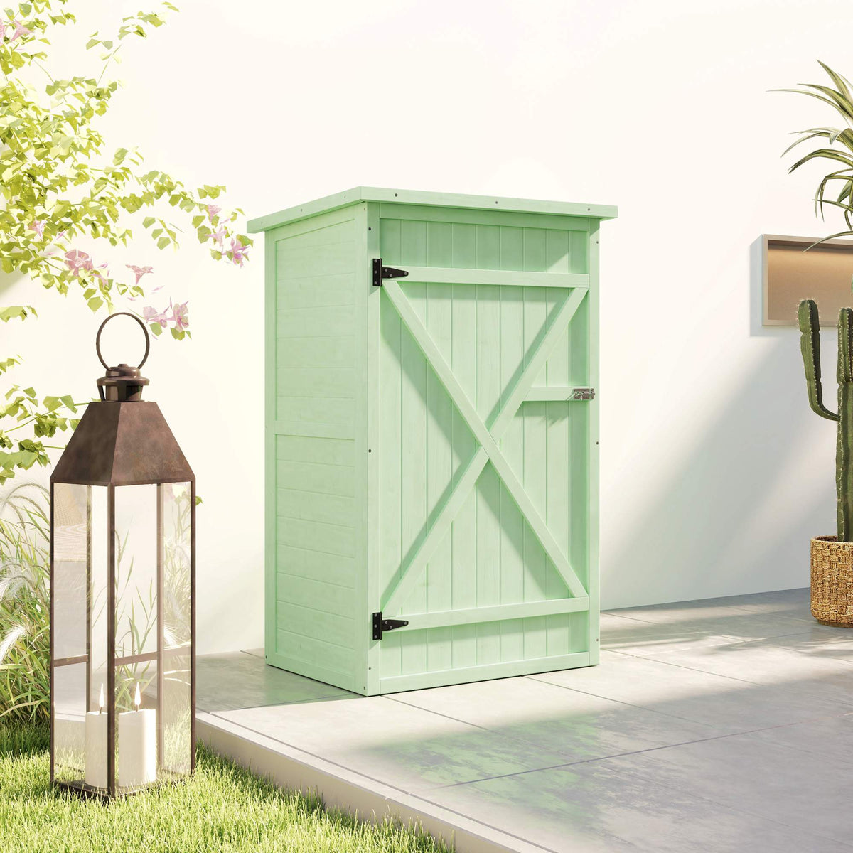 Wooden Garden Shed with Shelves, Lockable, 75x56x115 cm