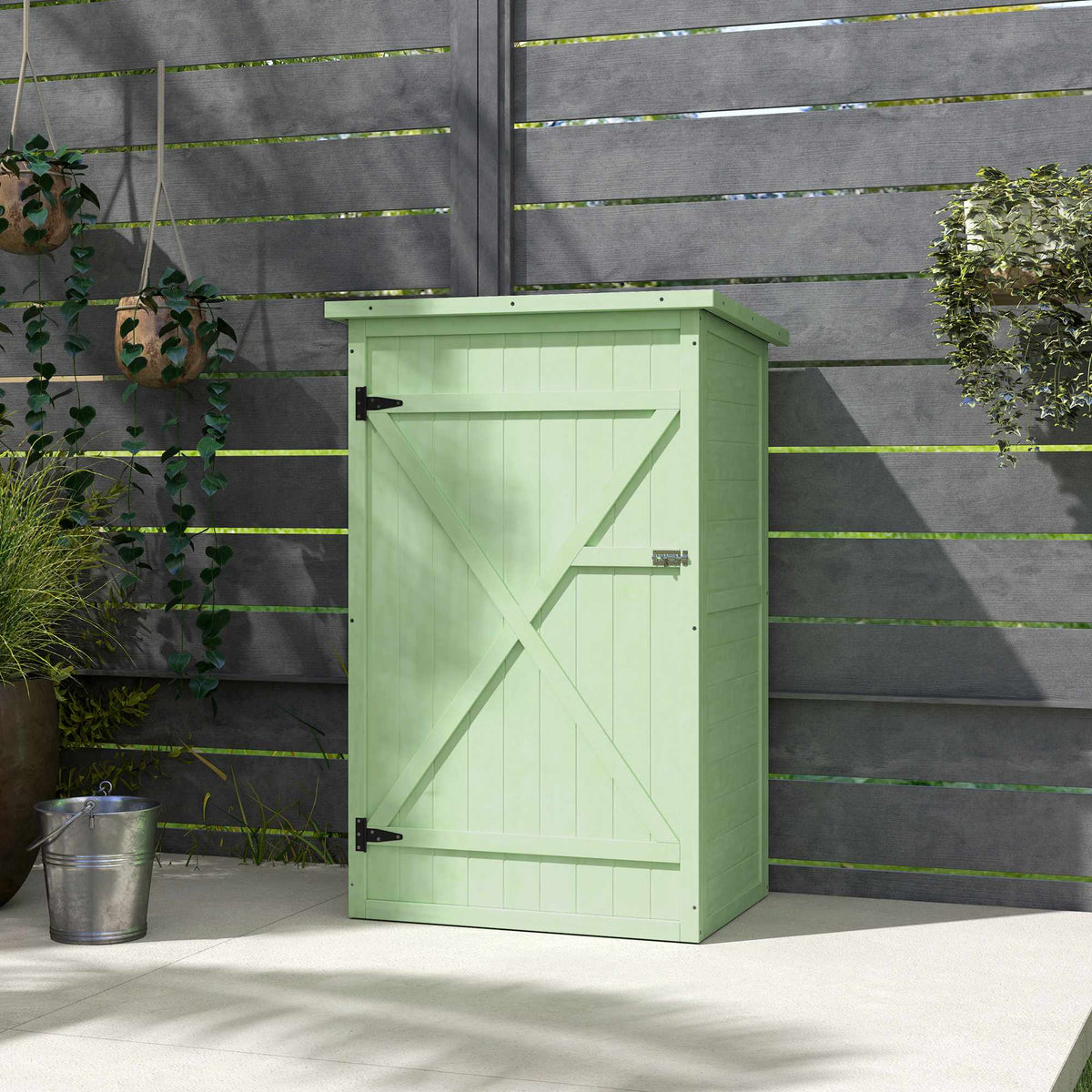 Wooden Garden Shed with Shelves, Lockable, 75x56x115 cm