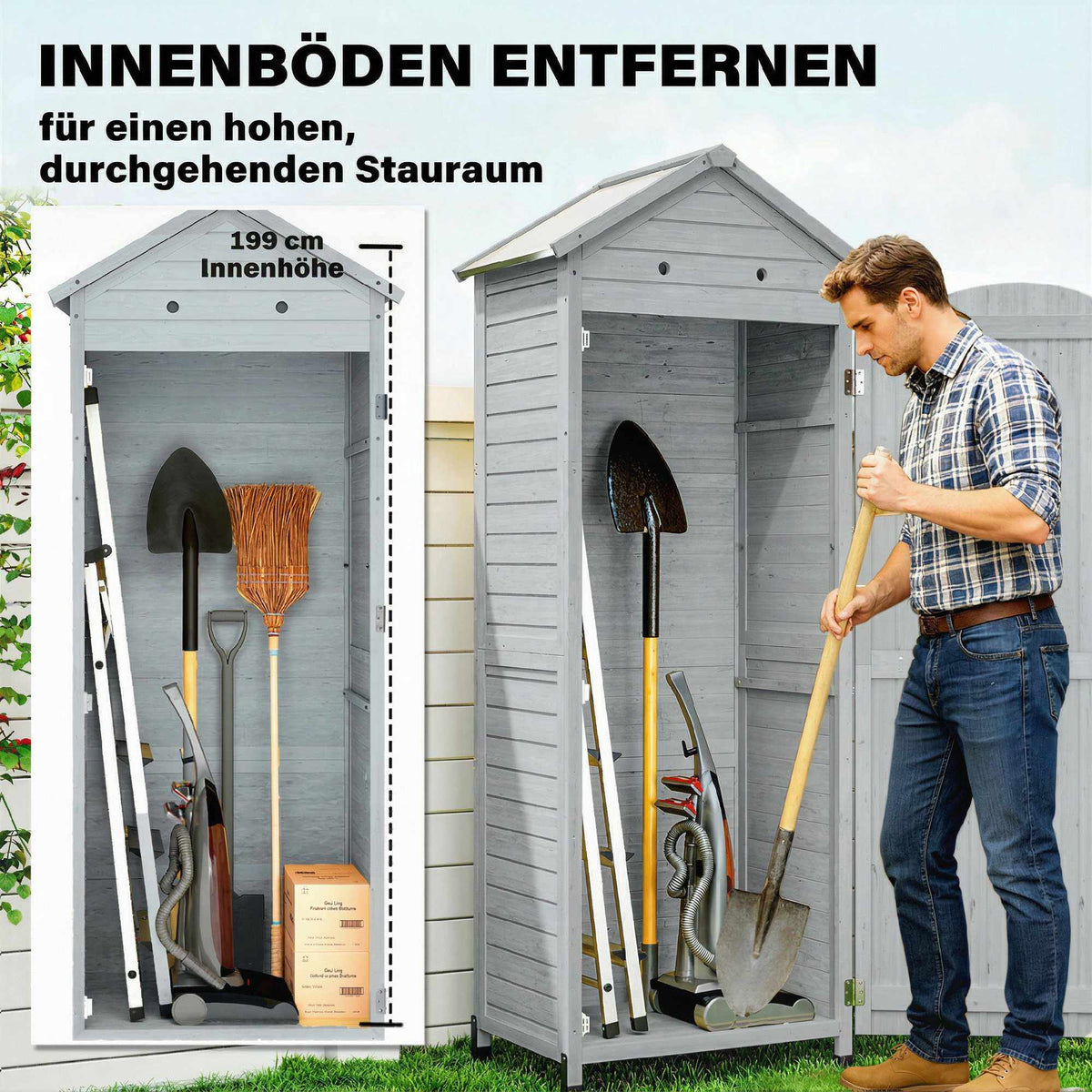 Wooden Garden Storage Shed with Adjustable Shelves, Ventilation