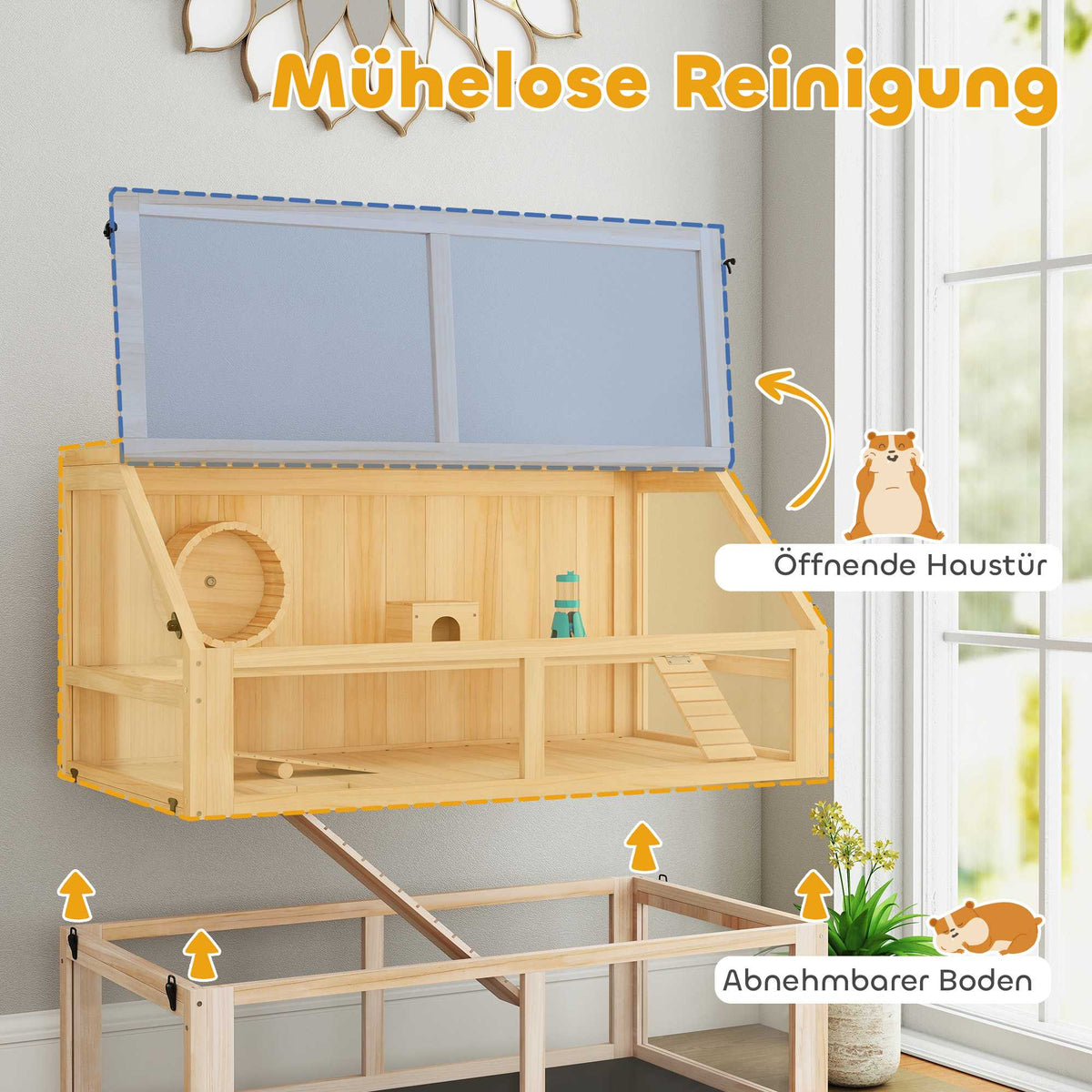 Wooden Hamster Cage, 3 Levels, 95x53x76 cm
