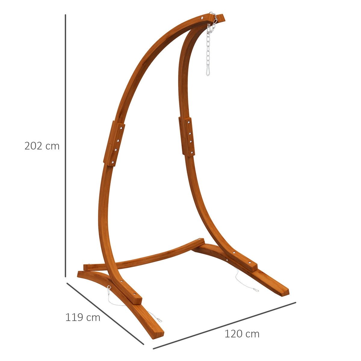Wooden Hanging Chair Frame Stand For Hanging Chair Hanging Chair Frame Max. 150 Kg Load Capacity For Outdoor Indoor Teak 178 X 143 X 180 Cm