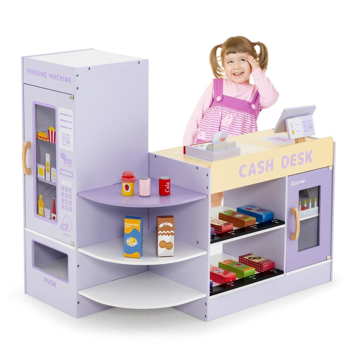 Wooden Kids Play Store with Side Counter, 89x57x80 cm