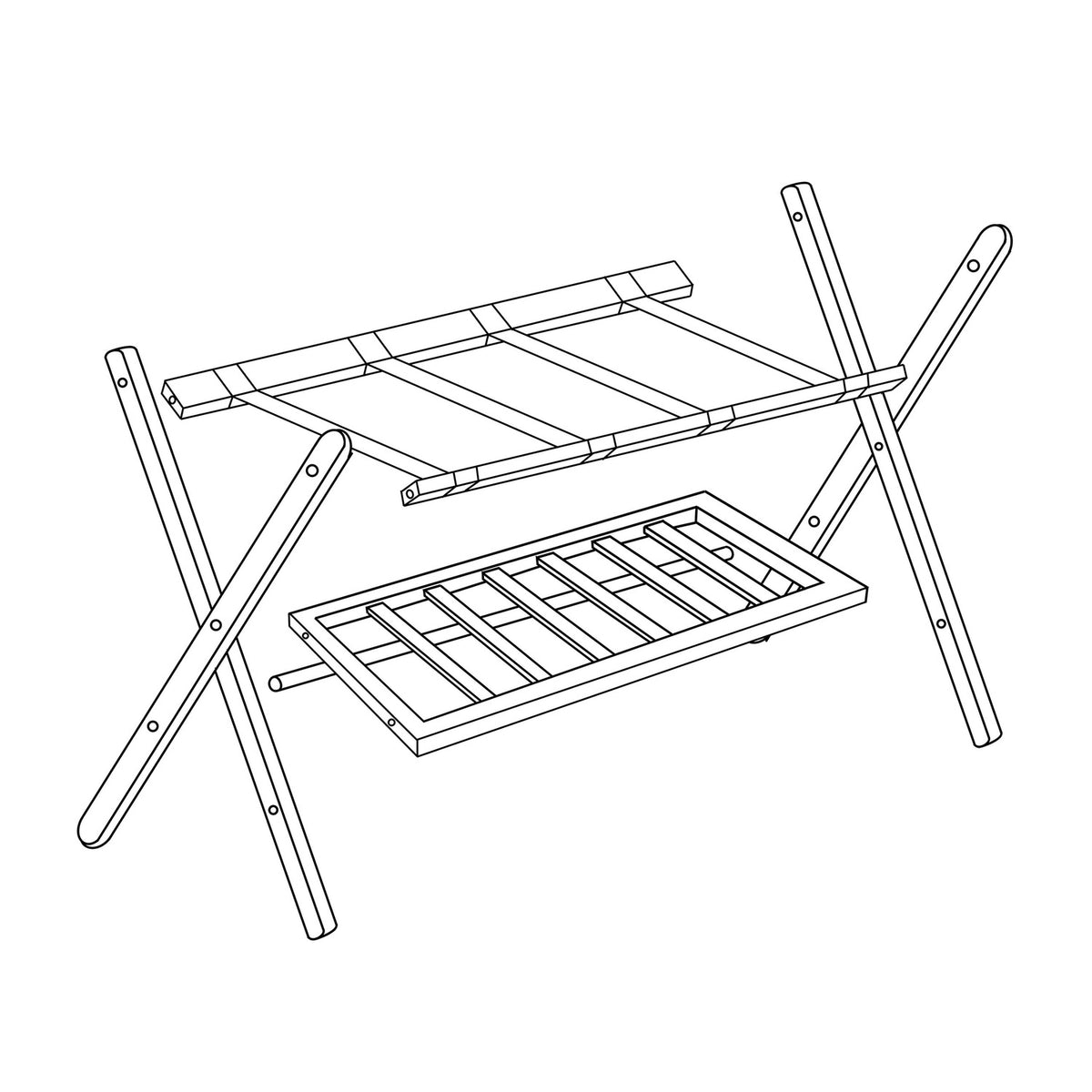 Wooden Luggage Stand with Shelf – Set of 2