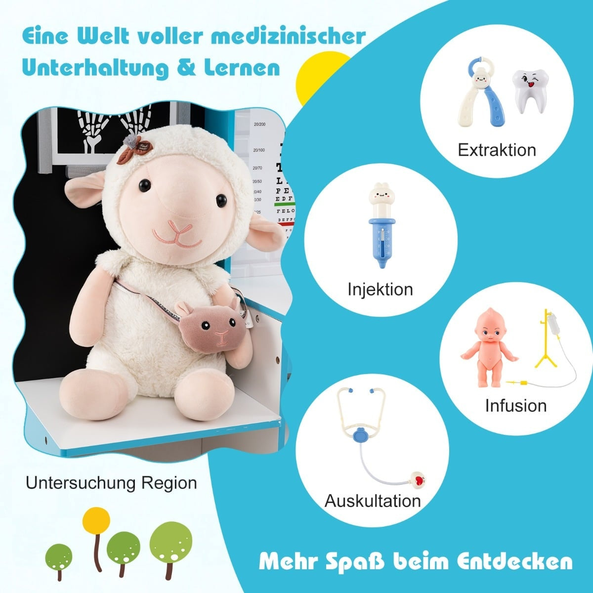 Wooden Medical Playset with X-Ray & EKG Monitor