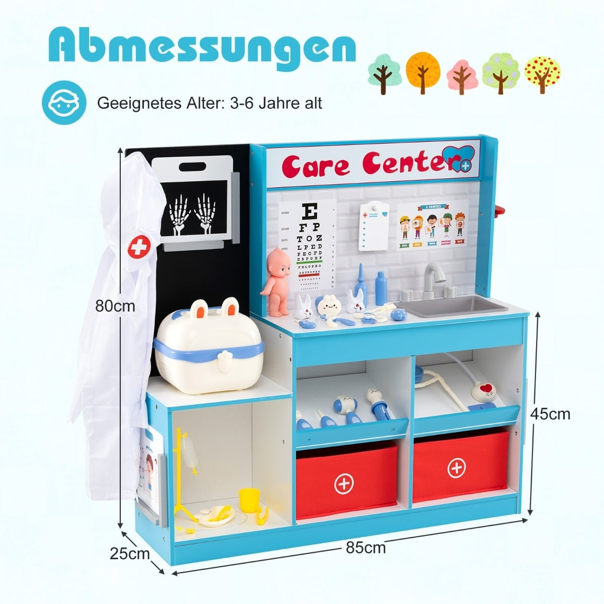 Wooden Medical Playset with X-Ray & EKG Monitor